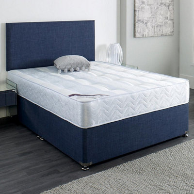 Divan Base Direct Dura Beds Ashleigh Damask Orthopaedic Pocket Sprung Divan Bed Set 4Ft6 Double 4 Drawers- Naples Blue from B&Q