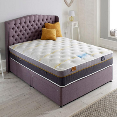 Divan Base Direct Dura Beds Cloud Lite Splendour 3500 Pocket Sprung Gel Foam Divan Bed Set 4Ft6 Double 4 Drawers Continental- Naples Lilac from B&Q