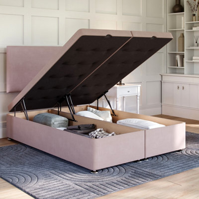 B&Q -  Plush Pink Ottoman Divan 4Ft6 Double End Lift Ottoman