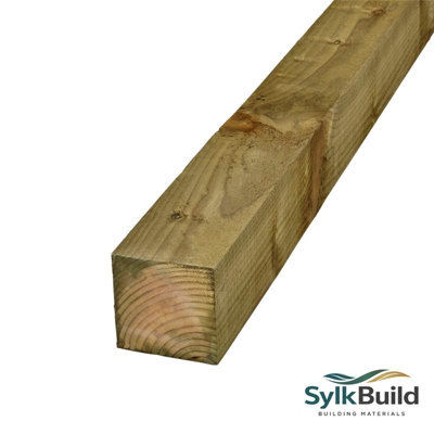 Sylkbuild Green Treated Wooden Fence Post Uc3U 100mm X 100mm X 1500mm Above Ground Timber Post from B&Q
