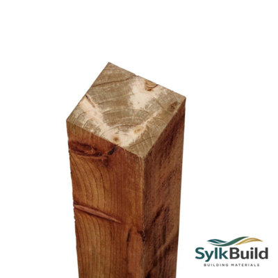 Sylkbuild Brown Treated Wooden Fence Post Uc3U 75mm X 75mm X 1500mm Above Ground Timber Post from B&Q