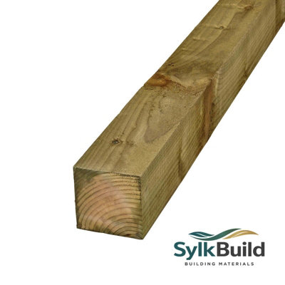 Sylkbuild Green Treated Wooden Fence Post Uc3U 75mm X 75mm X 2100mm Above Ground Timber Post from B&Q