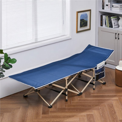 Yaheetech Navy Blue Metal Folding Camping Bed With Carry Bag from B&Q