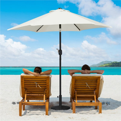 Yaheetech Cream 2.3M Tiltable Patio Parasol Market Umbrella With Crank from B&Q