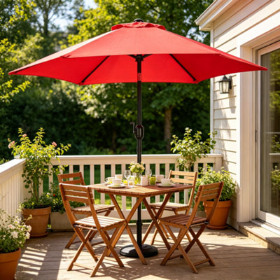 Yaheetech Red 2.3M Tiltable Garden Parasol Outdoor Canopy Sun Shade Patio Market Umbrella With Crank from B&Q