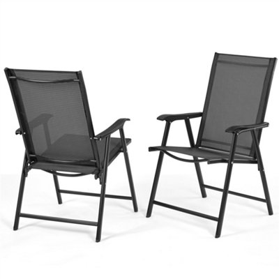 Yaheetech Black Set Of 2 Outdoor Texteline Folding Dining Chairs With Backrest/ Armrests from B&Q