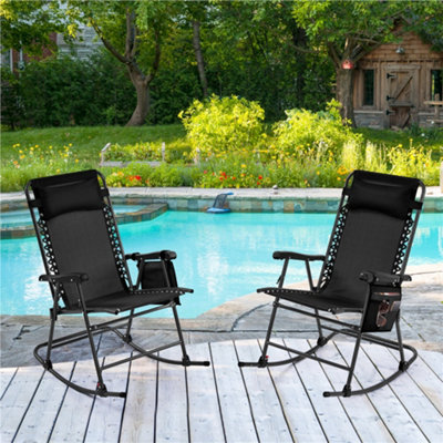 Yaheetech Black Foldable Outdoor Lounge Chair Rocking Recliner from B&Q