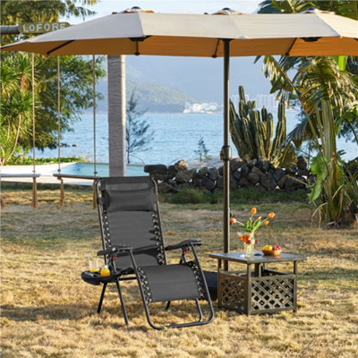 Yaheetech Black 2Pcs Oversized Zero Gravity Chair With Cupholder/pillow from B&Q