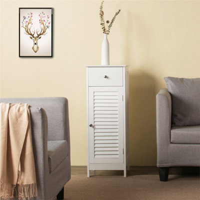 Yaheetech White Bathroom Floor Storage Cabinet With Drawer And Single Shutter Door from B&Q