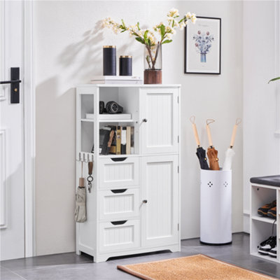 Yaheetech White Freestanding Bathroom Storage Cabinet With Open Compartments from B&Q