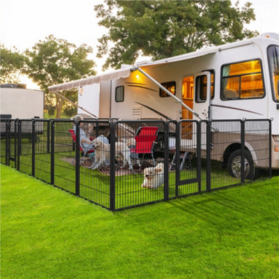 Yaheetech Black 6 Panel Dog Pen Metal Pet Playpen 80X100Cm from B&Q