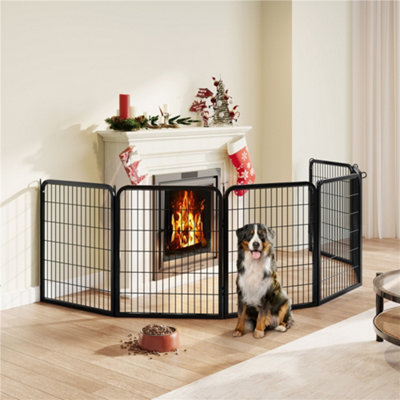 Yaheetech Black 6 Panels Metal Dog Playpen With Door 65X80Cm from B&Q