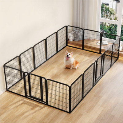 Yaheetech Black 16 Panel Dog Pen Metal Pet Playpen 65X80Cm from B&Q