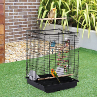 Yaheetech Black Open Top Metal Bird Cage W/ Open Play Top from B&Q