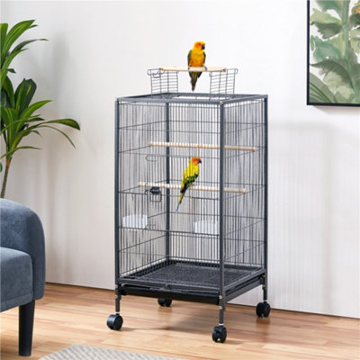 Yaheetech Black Open-Top Bird Cage With Rolling Stand from B&Q