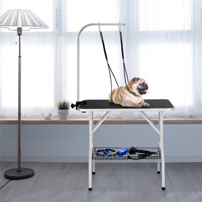 Yaheetech Black Pet Grooming Table With Basket Style Tool Shelf from B&Q