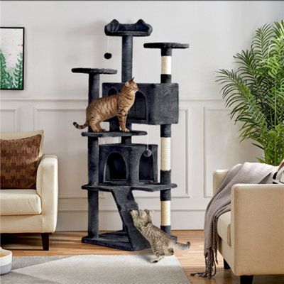 Yaheetech Black 178Cm Multilevel Cat Tree Indoor Plush Cat Tower from B&Q