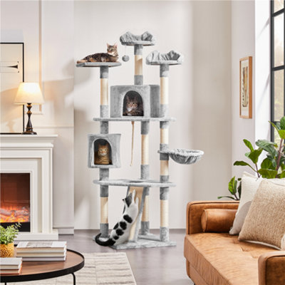 Yaheetech Light/Grey Multilevel Cat Tree Plush Cat Tower 200Cm