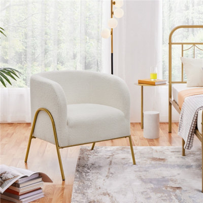 Yaheetech Ivory Accent Armchair With Gold-Tone Metal Legs from B&Q