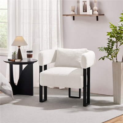 Yaheetech White Oversized Upholstered Accent Armchair With 3 Strong Metal Legs