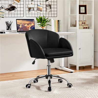 Yaheetech Modern Desk Chair For Home Office Makeup - Black / Faux Leather