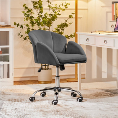 Yaheetech Modern Desk Chair For Home Office Makeup - Dark Grey / Velvet