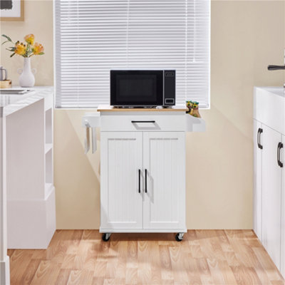 Yaheetech White Rolling Kitchen Cart With Drawer from B&Q