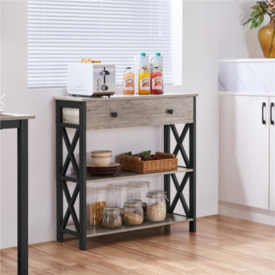 Yaheetech Grey Vintage Console Table With 1 Drawer And 2 Open Shelves from B&Q