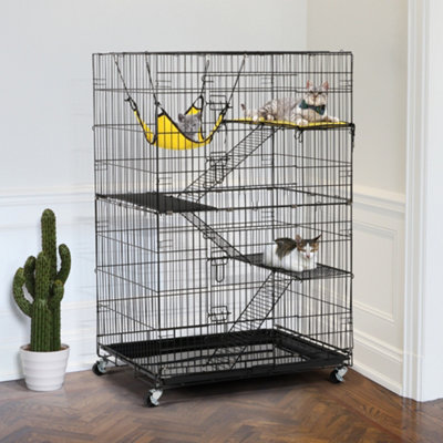 Yaheetech Black Metal Small Animal Cage With Wheels from B&Q