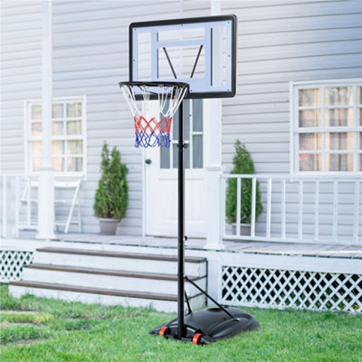 Yaheetech Black Portable Basketball Hoop With Adjustable Height