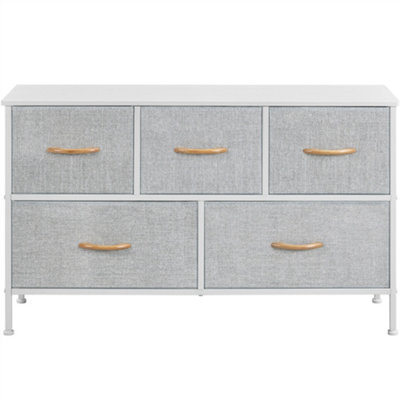 Yaheetech Light/Grey Fabric Chest Of Drawers With Drawers And Sturdy Metal Frame Size 5 B&Q