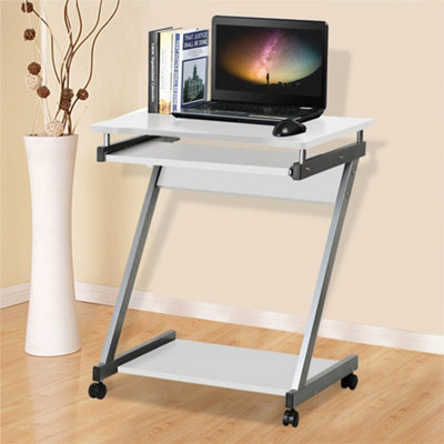 Yaheetech White Z Shaped Computer Desk With Sliding Keyboard from B&Q