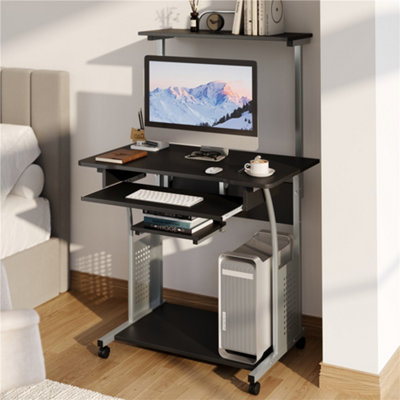 Yaheetech Black 3 Tiers Computer Desk With Printer Shelf from B&Q