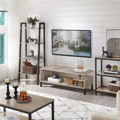 Yaheetech Grey Industrial Tv Stand With Open Storage Shelf from B&Q