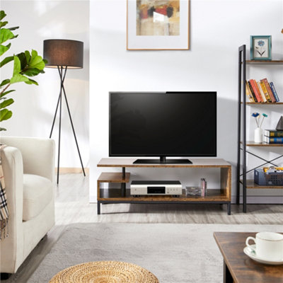 Yaheetech Rustic Brown Industrial Tv Stand With Open Storage Shelf from B&Q