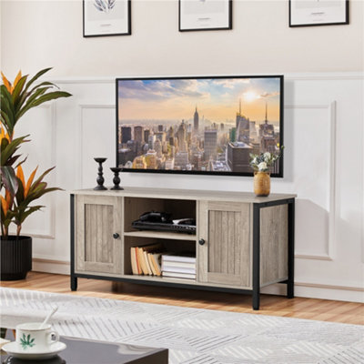 Yaheetech Grey Farmhouse Tv Cabinet With 2 Doors And Cable Management from B&Q