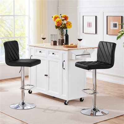 Yaheetech Black Set Of Pu Leather Dining Chairs With Backrest Size 2