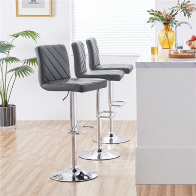 Yaheetech Dark Grey Set Of 2 Pu Leather Dining Chairs With Backrest