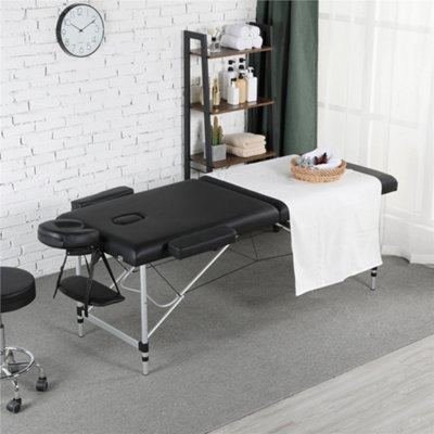 Yaheetech Folding Massage Salon Bed With Adjustable Headrest Black from B&Q