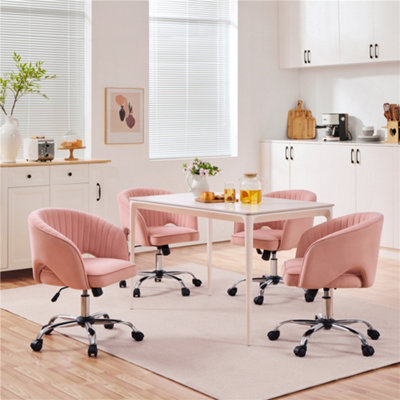 Yaheetech Accent Armchair With Tufted BarrelPink / Velvet from B&Q