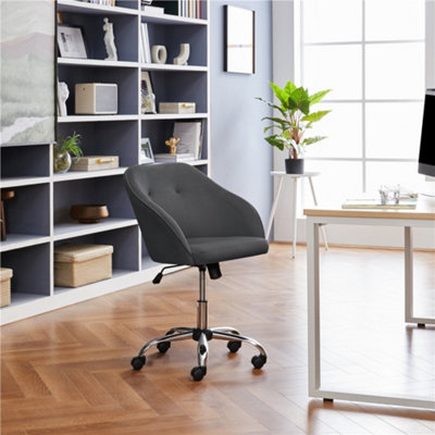 Yaheetech Height Adjustable Swivel Desk Chair With Castors And ArmrestsGrey / Velvet from B&Q