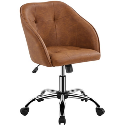 Yaheetech Height Adjustable Swivel Desk Chair With Castors And ArmrestsBrown / Faux Leather from B&Q