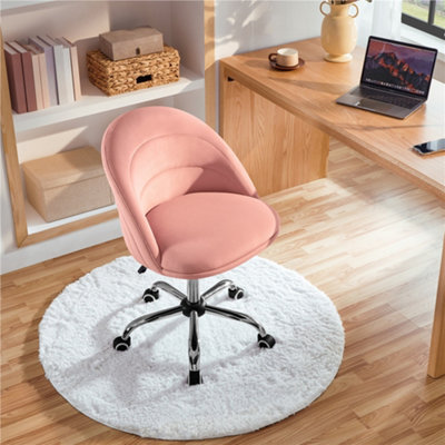 Yaheetech Pink Velvet Swivel Desk Chair With Adjustable Seat Height