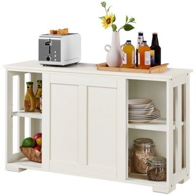 Yaheetech Sideboard Buffet Cabinet With Sliding Door Beige