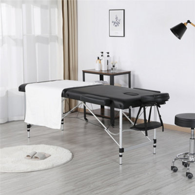 Yaheetech 2 Fold Massage Bed Professional Spa Table Black from B&Q