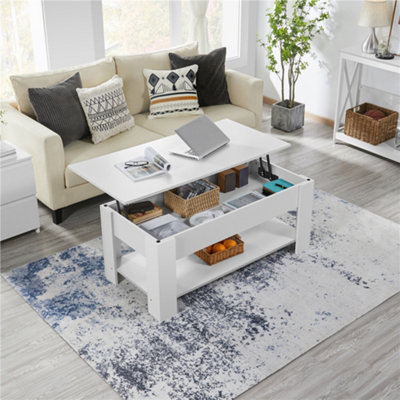 Yaheetech Lift Up Coffee Table With Hidden Storage CompartmentWhite from B&Q