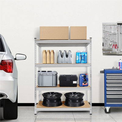 Yaheetech 4 Tier Adjustable Storage Shelf Rack Silver150Cm Tall from B&Q