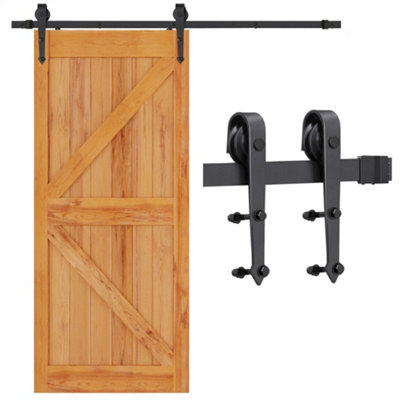 Yaheetech 183Cm Barn Door Sliding Hardware Track Kit Indoor Outdoor from B&Q