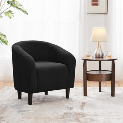 Yaheetech Boucle Fabric Barrel Shaped Accent ChairBlack from B&Q