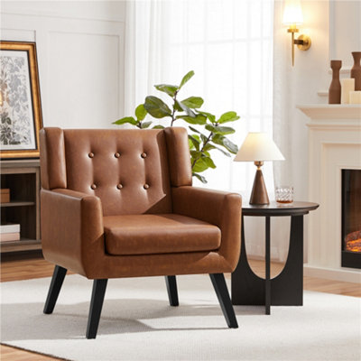Yaheetech Button Tufted Armchair Leisure ChairRetro Brown from B&Q